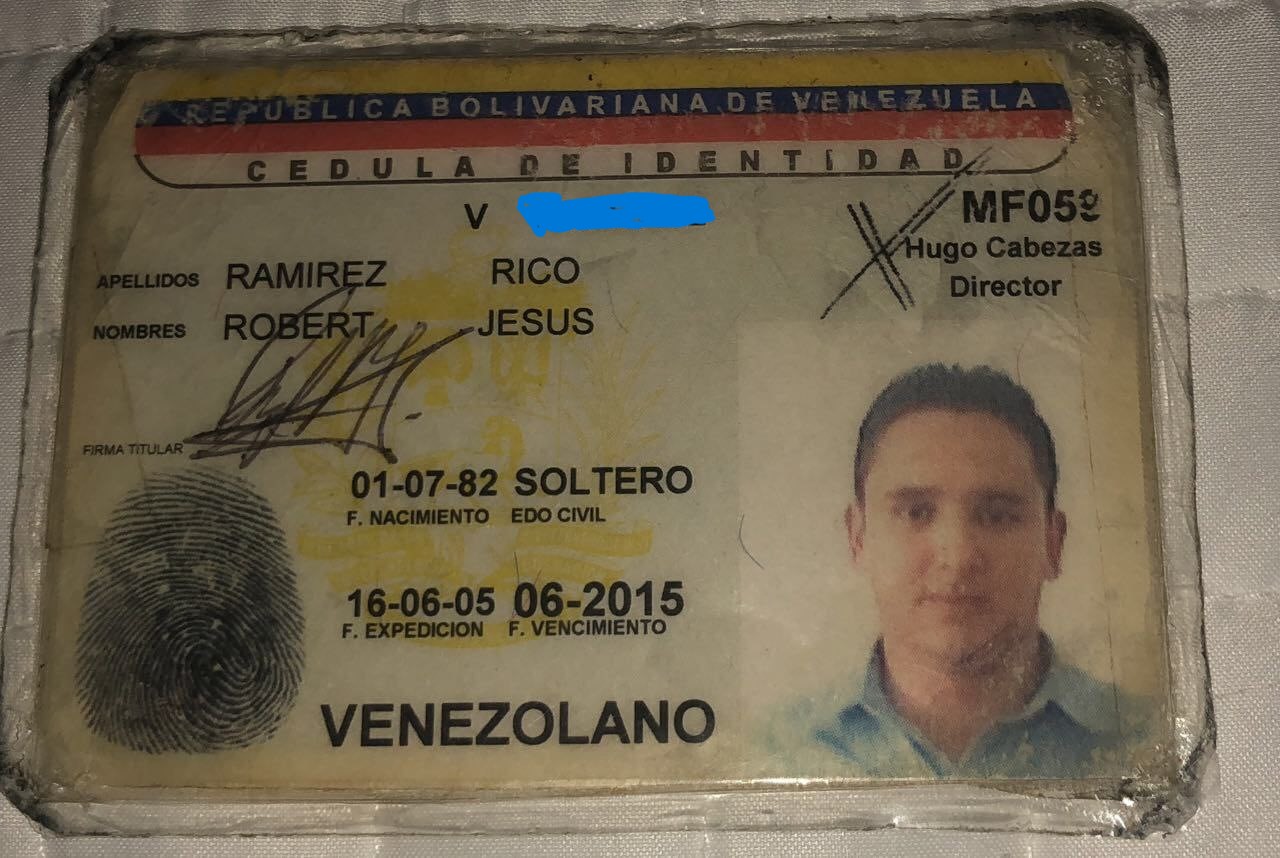 Cédula Robert Jesús Ramírez Rico